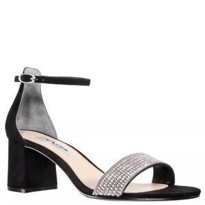 Nina Eloise Ankle Strap Sandal True Black Suede Womens Size 9 EUC